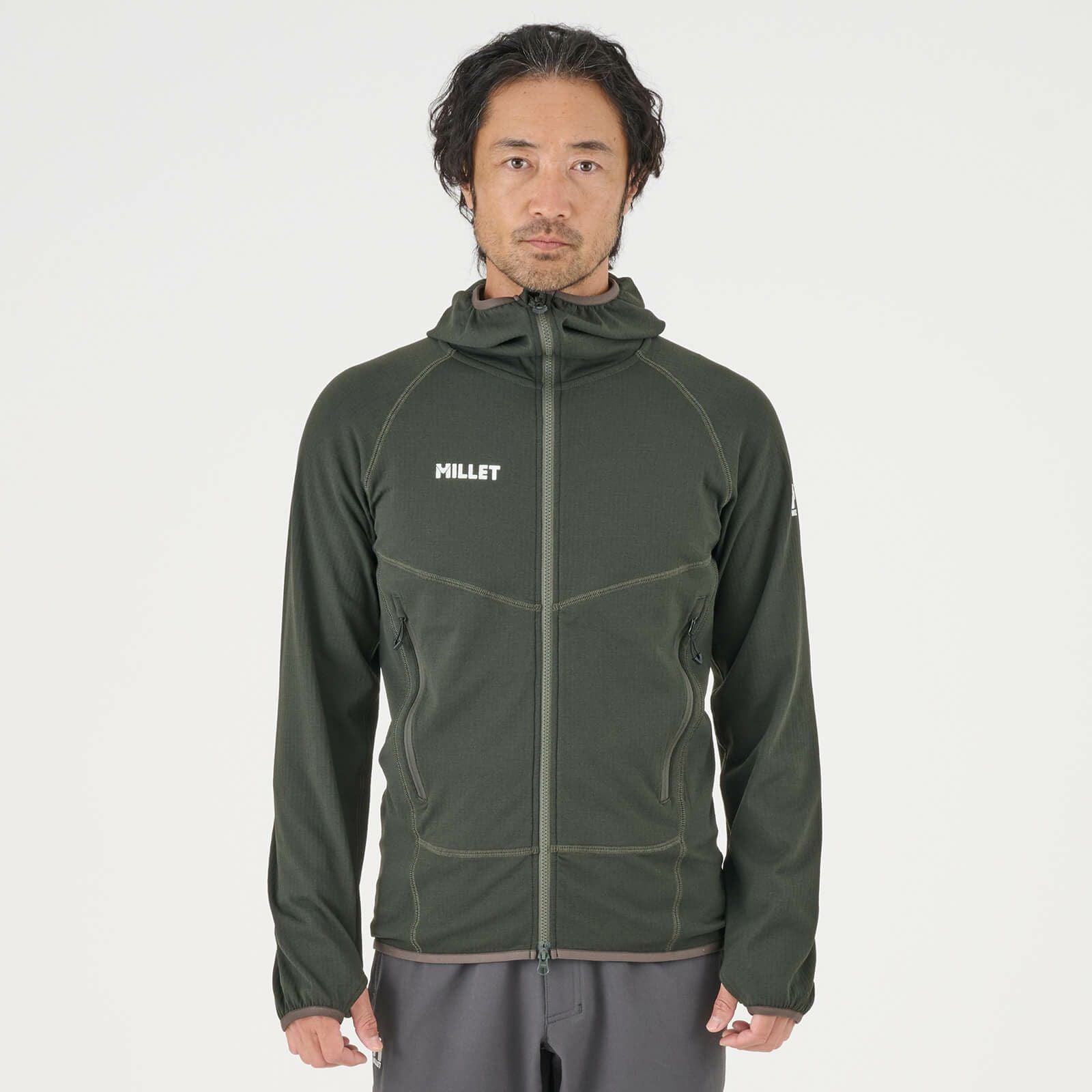【未使用】ミレー ジップアップ フリース ドライ グリッド フーディ L DEEP JUNGLE MIV02040 メンズ MILLET ドライ グリッド フーディ | Millet(ミレー)公式通販